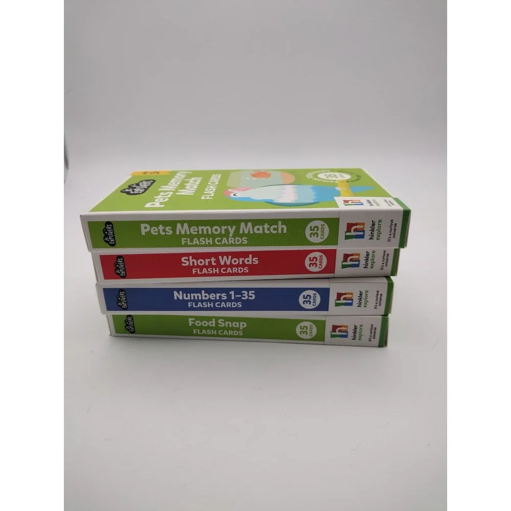 Hinkler Jr Explorers Flash Cards Set 4‎ Numbers Food Words Pets Memory Match